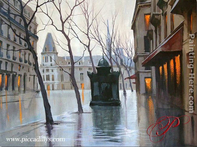 Paris Plaza With Kiosk painting - Alexei Butirskiy Paris Plaza With Kiosk art painting